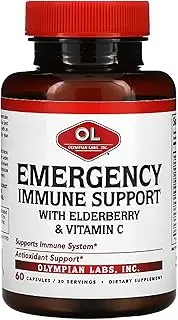 Olympian Labs Emergency Immune Support with Elberberry and Vitamin C | Supports Immune System | Antioxident | 60 Capsules