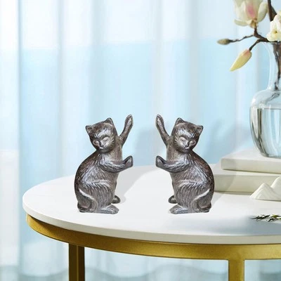 2x Decorative Bookends Abstract Decor Cat Figurine for Birthday Office Hotel