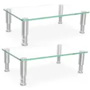 2 Pack Computer Monitor Riser with Height Adjustable Multi Media Desktop Clear