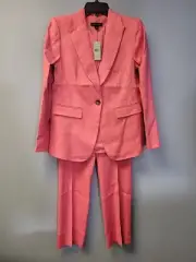 Ann Taylor Women's Pink One Button Blazer Pantsuit Size 4 Petite