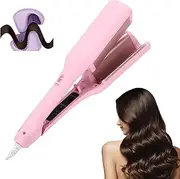 French Curls Iron, French Wave Curling Iron, Create Frizz-Free Curls Effortlessly, 15-Second Heat-Up, Adjustable Four Temperature for All Hair Types (Pink)