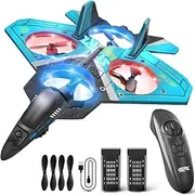 4DRC V17 Foam Remote Control Airplanes RC Planes for Kids Adults 4-7 8-16, RC Airplane Fighter Jet with Light, 360° Flip Fighter Jet Toy, Gravity Sensing, Stunt Roll, Airplane Toy Gifts for Kids Boys