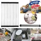 Over the Sink Drying Rack Up Stainless Steel Roll Mat Dish Drainer Kitchen