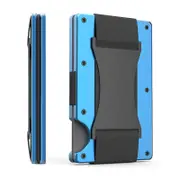 Nevenka Slim Wallet for Men Aluminum RFID Blocking Front Pocket with Money Belt-Blue