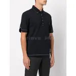 THOM BROWNE NAVY WOOL TECH MILANO CONTRAST STITCH POLO