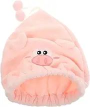 TOGEVAL Cute Cartoon Hair Drying Towel Cap Absorbent for Women Soft Coral Fleece Hair Wrap Lightweight and Comfortable for Bathing and Face Washing