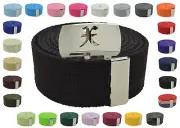 Canvas Military Web Belt & BIG "X" Silver Buckle 48, 54, 60, 72 Inches 25 Color
