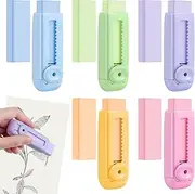 10 Pack Sliding Retractable Pencil Eraser Cute Erasers - 5 Colors with 5 Refill Eraser Push-Pull Design Pencil Erasers for Kids Students School Office Home Supplies