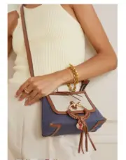 See By Chloe Joan Mini Patchwork Leather-trimmed Denim Leather Shoulder Bag