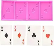 4 Aces Poker Playing Cards (Four of a Kind) for Chocolate Fondant Cake Cupcake Topper Decor Gum PastePolymer Clay Candy Resin Silicone Mold Tool