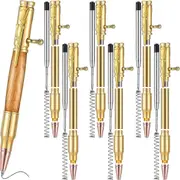 Set of 6 Slim Pens, Multi-Color Wooden Swivel Pen Set with Refill Shaft Bolt-On Ballpoint Pen for D As Shown