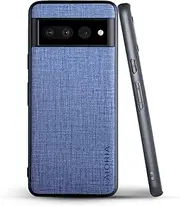 for Google Pixel 7 Case Simple Cloth Pattern Case TPU Soft Frame Textile Fabric Shockproof Protective Cover (Blue)