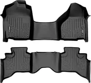 MAXLINER Floor Mats 2 Row Liner Set Black for 2012-2018 RAM 1500 Quad Cab with 1st Row Bench Seat and Front Dual Floor Hooks