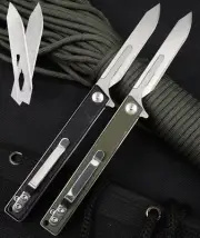 440C Scalpel Blade G10 Pocket Utility Knife EDC Outdoor Camping Folding Keychain