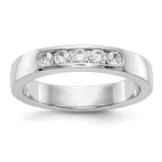 0.30ct. CZ Solid Real 14K White Gold 5-2.5mm Stone Channel Wedding Band Ring