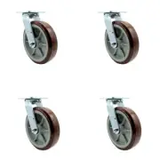 8 Inch Polyurethane Swivel Caster Set with Roller Bearing and Swivel Lock SCC