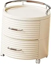 Perfk NightStand Storage Container Multipurpose with Casters 2 Layer Storage Cabinet Room Organizer for Dresser Garage Bedside Dorm