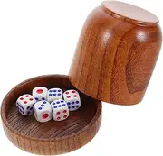 HOOTNEE Traditional Wooden Dice Cup 1 Cup 5 Dice Easy to Shake Enhance Your Game Experience