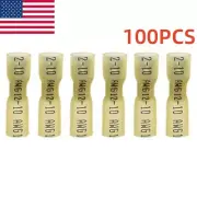 100Pcs 12-10AWG Heat Shrink Female Crimp Wire Connector Spade Terminals Kit