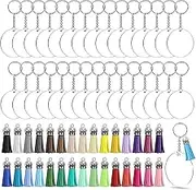 Binxind Acrylic Keychain Blanks, 120Pcs Acrylic Ornament Blanks Kit Including Acrylic Blanks, Keychain Tassels, Key Chain Rings
