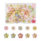 1Box Transparent Star Flower Bee Spray Painted Glass Beads with Glitter Powder