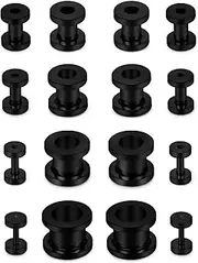[Cisyozi] 14G 12G 8G 6G 4G 2G 0G 00G Ear Gauge Stretching Kit Surgical Steel Mix Size Screw Tunnel Gauges Plugs Ear Earrings Expander Stretcher Piercings Silver