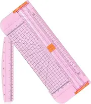 Paper Cutter, YEHAIZI Guillotine Cutter, 12 Inch A4 Paper Cutter with Auto Safety Concealed Blade Design and Side Rulers for Cutting Standard Papers, Photos or Labels (Pink)