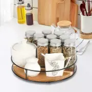 Wood Turntable Tray Spice Rack Organizer Rotating for Coffee Station Counter