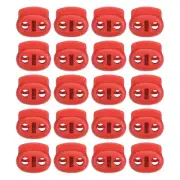 0.7x0.8" Cord Locks, 30 Pack Double Hole Spring End Toggle Stopper, Red