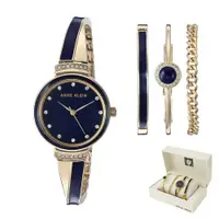 在飛比找PChome24h購物優惠-Anne Klein 琺瑯洗鍊絕美腕錶手錶手鍊套組-香檳金x