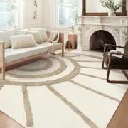 Boho Area Rug Washable Tufted Living Room Rugs Soft Bedroom Rug 5'x8' Tan
