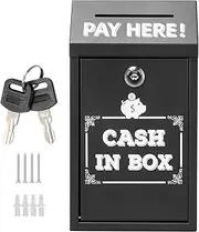 Ballot Box,Wall Mount Money Cash Drop Box with Key | Metal Safe Storage Organizers with Key Slot Charity Mailbox for Fundraising Business Farm