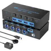 8K HDMI KVM Switch 4 Computers Sharing 1 Monitor, ANXQQ EDID Function KVM Swi...