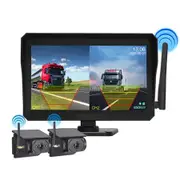 10.1 Inch HD 1080P Wireless Backup Camera System Split with 2 WIFI Solar Cameras for RV, Truck, Trailer, Van