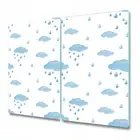 Glass Induction Ceramic Hob Cover Worktop Saver Pastel Rain clouds 2x30x52