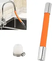 20CM(7.87") Faucet Extender Tubes, 360° Free Rotating Foaming Splash-Proof Sink Hose,Flexible Water Tap Pipe,Splash Proof Foaming Mouth,Kitchen/Bathroom/Garden Tool,Copper Connector/Adapter (Orange)