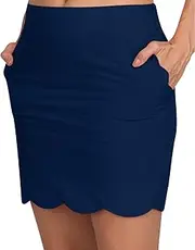 [Three Sixty Six] Scallop Golf Skort for Women - Dry Fit 4-Way Stretch Golf Skirt - Moisture Wicking, Anti-Odor Technology, UPF50+ Protection