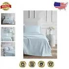 Ultimate 3-Piece Twin Cotton Percale Sheet Set with Deep Pockets, Light Blue