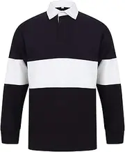 [Front Row] FR07M Unisex Panelled Rugby Shirt - Tag Free - Navy/White - M