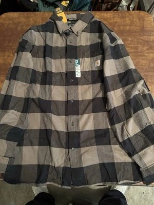 Carhartt Rugged Flex Relaxed Fit 3XL Long Sleeve Navy Checkered