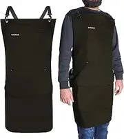 Premium Multi-Use Cotton Canvas Apron – Durable 10oz Adjustable Aprons for Cooking, BBQ, Crafting with Pockets, Brass Hardware, Aprons for Women and Men, Chef Apron, Waterproof Apron