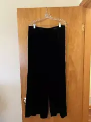 Giorgio Armani Womens Silk Rayon Blend Wide Leg Pants Black Velvet NWT Size 46