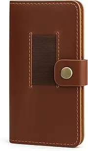 [The Antiq] Antiq Leather Cheque Book Cover & Case, Executive Checkbook Holder for Men & Women, Tan, 7.0 x 3.5 inches, Classic