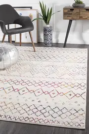 Rug Culture Bone Ivory & Multi Scandi Durable Rug