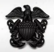 NAVAL OFFICER CAP DEVICE BLACK GARRISON REGULATION MADE IN US NAVY PIN BADGE WOW