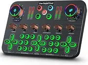 Gaming Audio Mixer, XLR Microphone Interface, Individual Control, Volume Fader, Mute Button, 48V Phantom Power, for Podcast