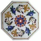 12" White Marble Coffee Table Top Unique Design Inlay Work Sofa Side Table