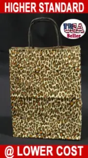 250~ Zebra, Leopard Printing Twist Handle Cub Kraft Paper Retail Shopping Bags