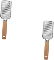 LABRIMP 2 Pcs Stainless Steel Plane Grater Zester Handheld Fruit Vegetable Spiralizer Lemon Ginger Garlic Grater Non-Slip Wood Handle Easy Clean