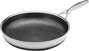 [LIVWELL] DiamondClad 12-Inch Hybrid Nonstick Fry Pan - Kitchen Gift - Frying Pan Stainless Steel Cookware Set with Tempered Glass Lids - Dishwasher Safe, PFOA-free Cookware - Silver/Black